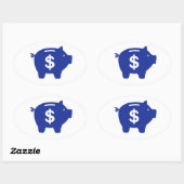 Sticker Ovale Dollar de banque de piggy (Feuille)