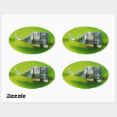 Sticker Ovale Dollar facture origami éléphant sur arrière - plan (Feuille)