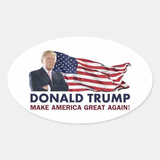 Sticker Ovale Donald Trump - Drapeau américain (Devant)