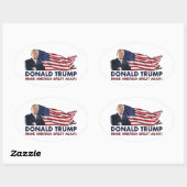 Sticker Ovale Donald Trump - Drapeau américain (Feuille)