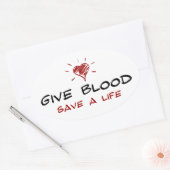 Sticker Ovale Donner Du Sang Sauver La Vie (Enveloppe)