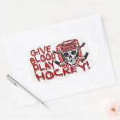 Sticker Ovale Donnez du sang Jouer Hockey Rouge (Enveloppe)