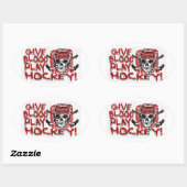 Sticker Ovale Donnez du sang Jouer Hockey Rouge (Feuille)