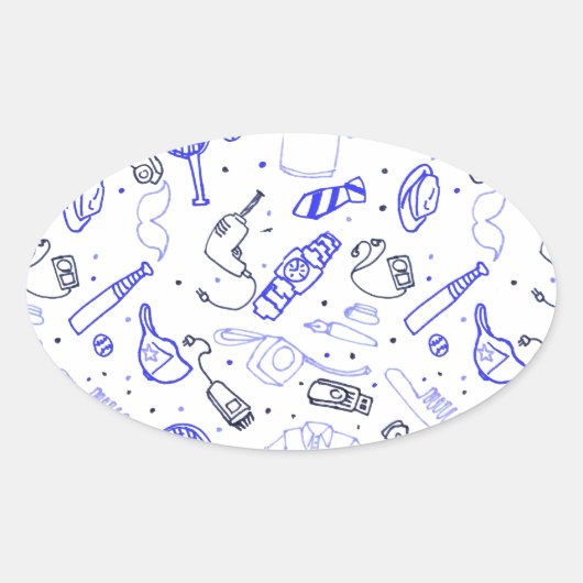 Sticker Ovale Doodle fête des pères (Devant)