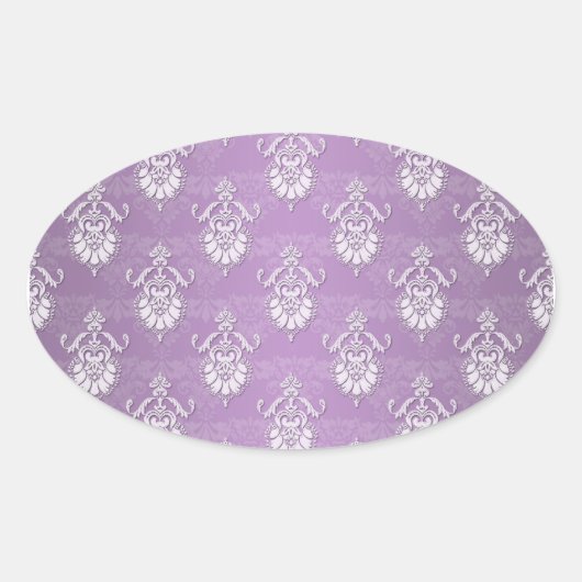Sticker Ovale Double Damask Lavande Violet (Devant)