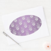 Sticker Ovale Double Damask Lavande Violet (Enveloppe)