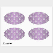 Sticker Ovale Double Damask Lavande Violet (Feuille)
