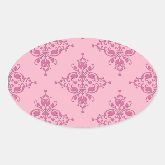 Sticker Ovale Douce Damask Rose (Devant)