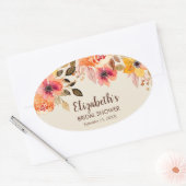 Sticker Ovale Douche de Mariage Florale Aquarelle d'Automne (Enveloppe)