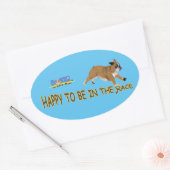 Sticker Ovale Dozer est heureux d'être dans la course! (Enveloppe)