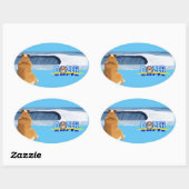 Sticker Ovale Dozer remercie l'océan. (Feuille)