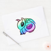 Sticker Ovale Dragon arc-en-ciel Kawaii Chibi (Enveloppe)