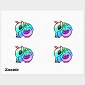 Sticker Ovale Dragon arc-en-ciel Kawaii Chibi (Feuille)