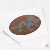 Sticker Ovale Dragon bhoutanais en cuir (Enveloppe)