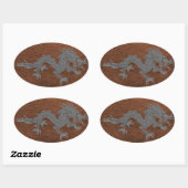 Sticker Ovale Dragon bhoutanais en cuir (Feuille)