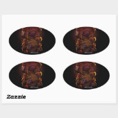 Sticker Ovale Dragon (conception de signature) (Feuille)