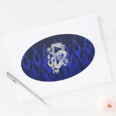 Sticker Ovale Dragon dans Chrome comme bleu Carbon Fiber Styles (Enveloppe)