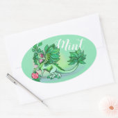 Sticker Ovale Dragon de jardin d'herbes de Mint~lil' (Enveloppe)