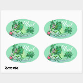 Sticker Ovale Dragon de jardin d'herbes de Mint~lil' (Feuille)