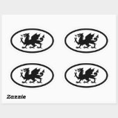 Sticker Ovale Dragon gallois (Feuille)