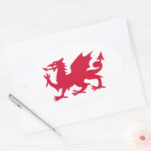 Sticker Ovale Dragon gallois rouge (Enveloppe)