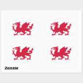 Sticker Ovale Dragon gallois rouge (Feuille)
