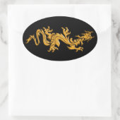 Sticker Ovale Dragon oriental doré 03 (Sac)