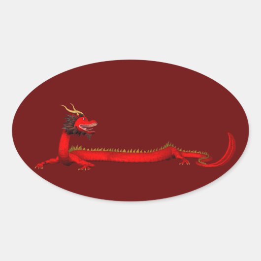 Sticker Ovale Dragon rouge (Devant)