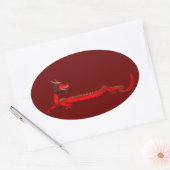 Sticker Ovale Dragon rouge (Enveloppe)
