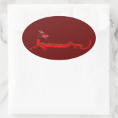 Sticker Ovale Dragon rouge (Sac)