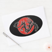 Sticker Ovale Dragon Sun - noir rouge blanc + vos idées (Enveloppe)