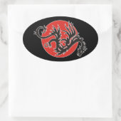 Sticker Ovale Dragon Sun - noir rouge blanc + vos idées (Sac)