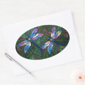 Sticker Ovale Dragonflies de verre (Enveloppe)