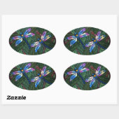 Sticker Ovale Dragonflies de verre (Feuille)