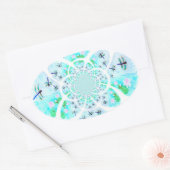 Sticker Ovale Dragonflies, Lily Flowers Patternes (Enveloppe)