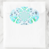 Sticker Ovale Dragonflies, Lily Flowers Patternes (Sac)