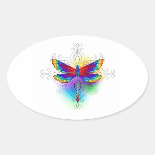 Sticker Ovale Dragonfly en arc-en-ciel (Devant)