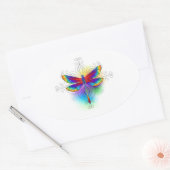 Sticker Ovale Dragonfly en arc-en-ciel (Enveloppe)