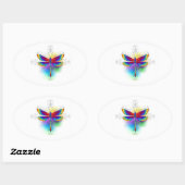Sticker Ovale Dragonfly en arc-en-ciel (Feuille)