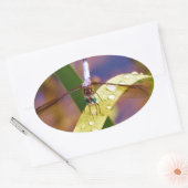 Sticker Ovale Dragonfly sur la feuille de pluie (Enveloppe)