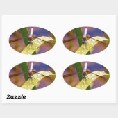 Sticker Ovale Dragonfly sur la feuille de pluie (Feuille)