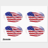 Sticker Ovale Drapeau américain (Feuille)