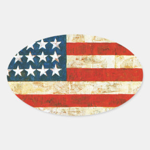 Sticker Ovale Drapeau Américain