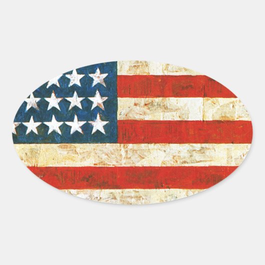 Sticker Ovale Drapeau Américain (Devant)