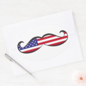 Sticker Ovale Drapeau américain Moustache (Enveloppe)