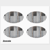 Sticker Ovale Drapeau américain noir et blanc (Feuille)