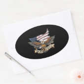 Sticker Ovale Drapeau américain Patriotic Bald Eagle Né Gratuit (Enveloppe)