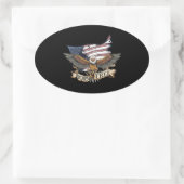 Sticker Ovale Drapeau américain Patriotic Bald Eagle Né Gratuit (Sac)