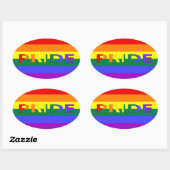 Sticker Ovale Drapeau arc-en-ciel LGBT Pride (Feuille)