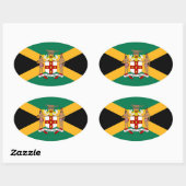 Sticker Ovale Drapeau/armoiries de Jamaïque (Feuille)